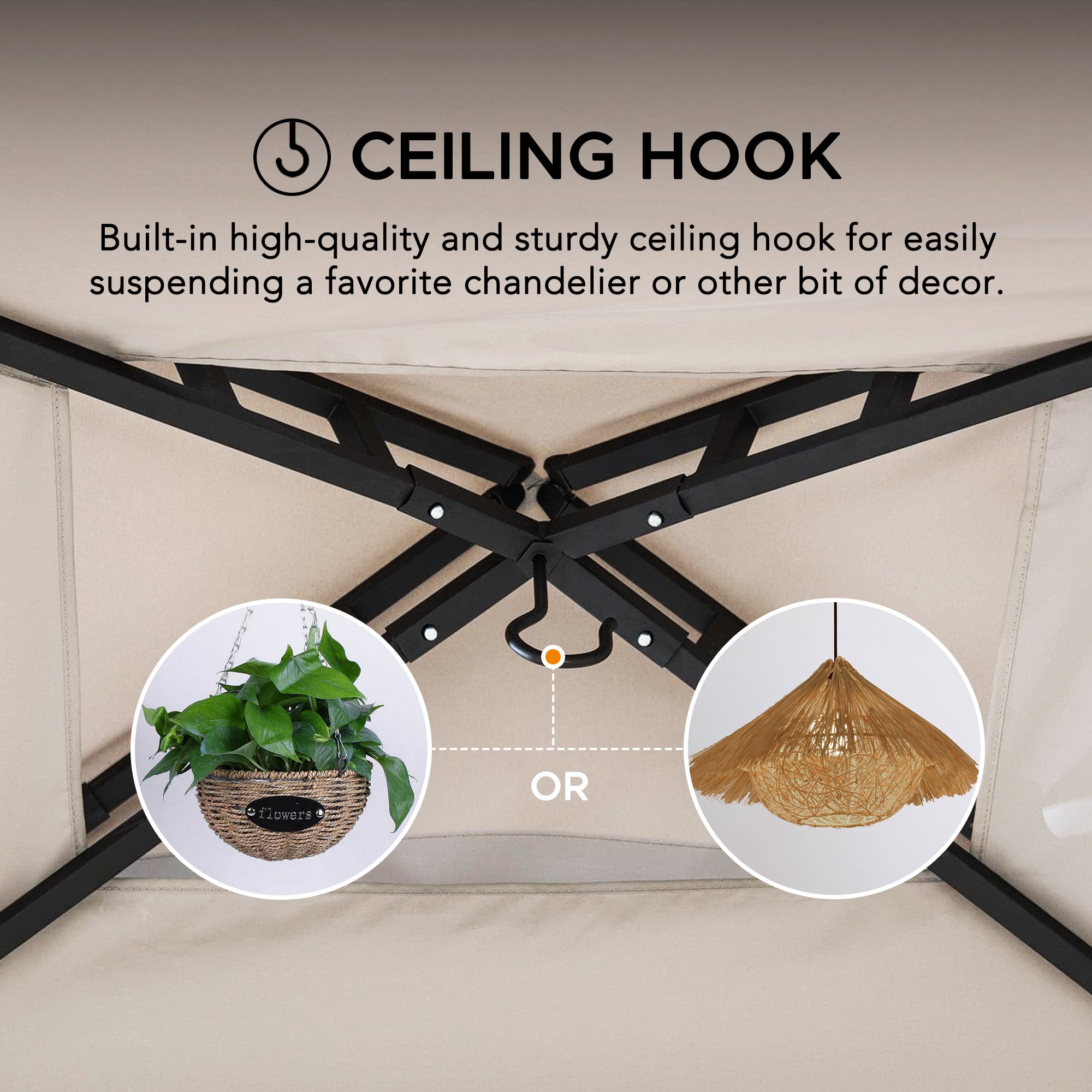 LINAS 152cm x 244cm Black Steel 2-tier Grill Gazebo