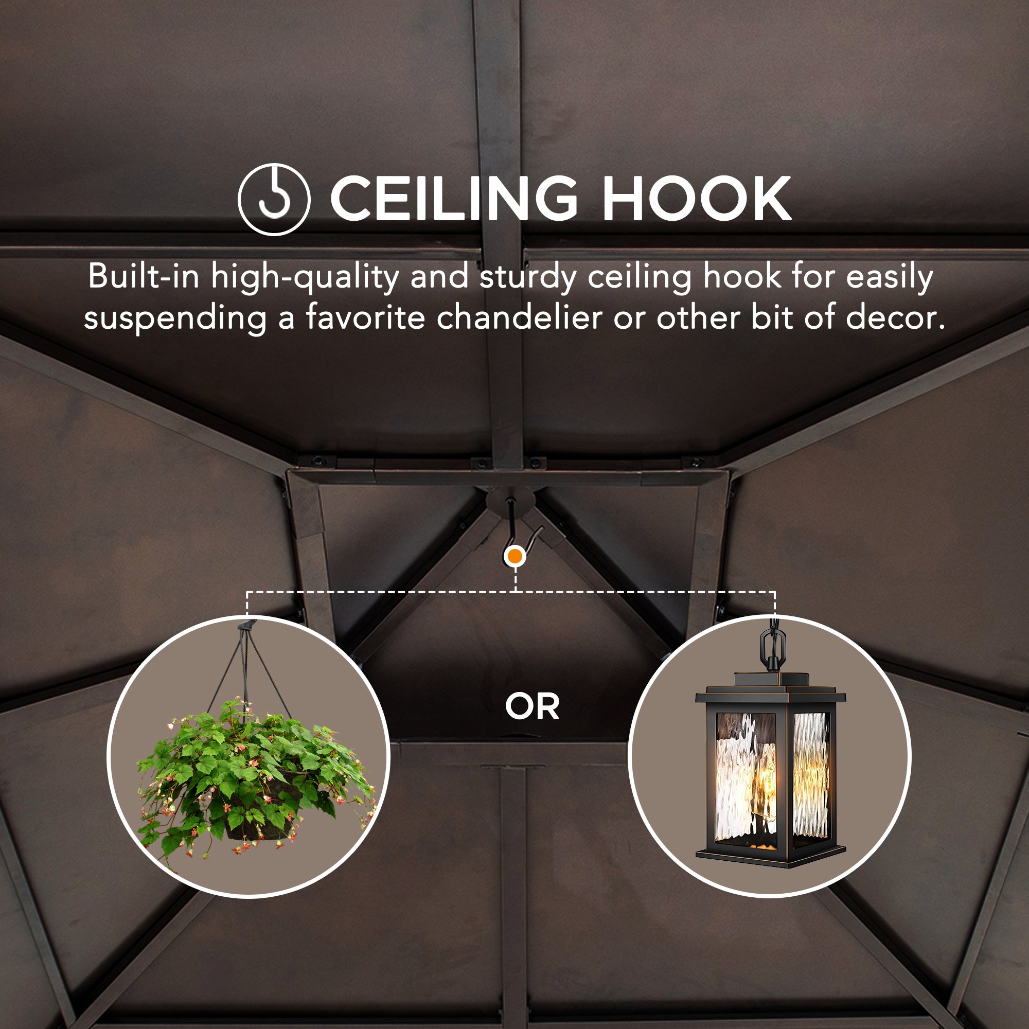 PAPS 335cm x 335cm Cedar Framed Gazebo with Brown Steel 2-tier Hip Roof