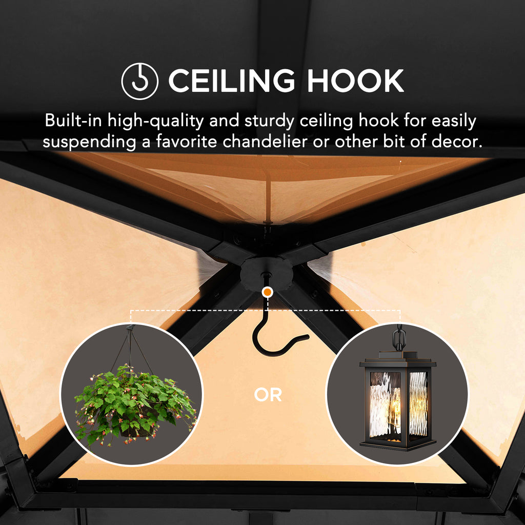 RAPI 273cm x 273cm Cedar Framed Gazebo with Anthracite Steel and Polycarbonate Hip Roof