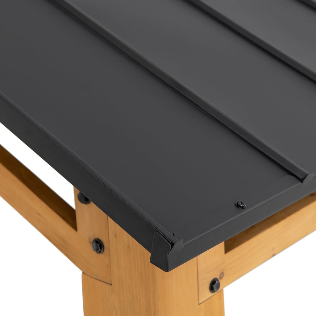 DIRAN 336cm x 603cm Cedar Wood Carport with Anthracite Steel Roof - corner roof