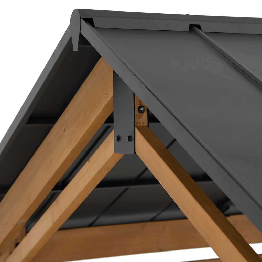 DIRAN 336cm x 603cm Cedar Wood Carport with Anthracite Steel Roof - roof 3m x 6m