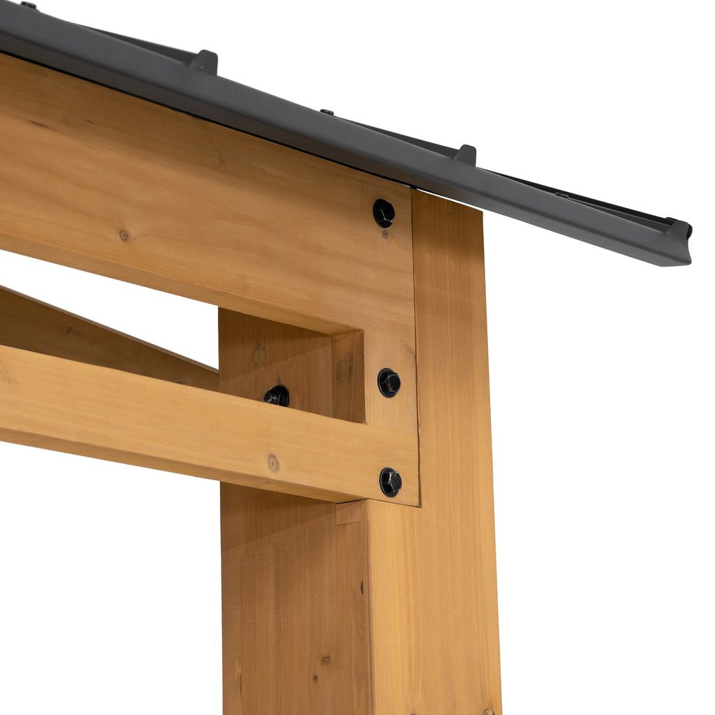 DIRAN 336cm x 603cm Cedar Wood Carport with Anthracite Steel Roof - corner