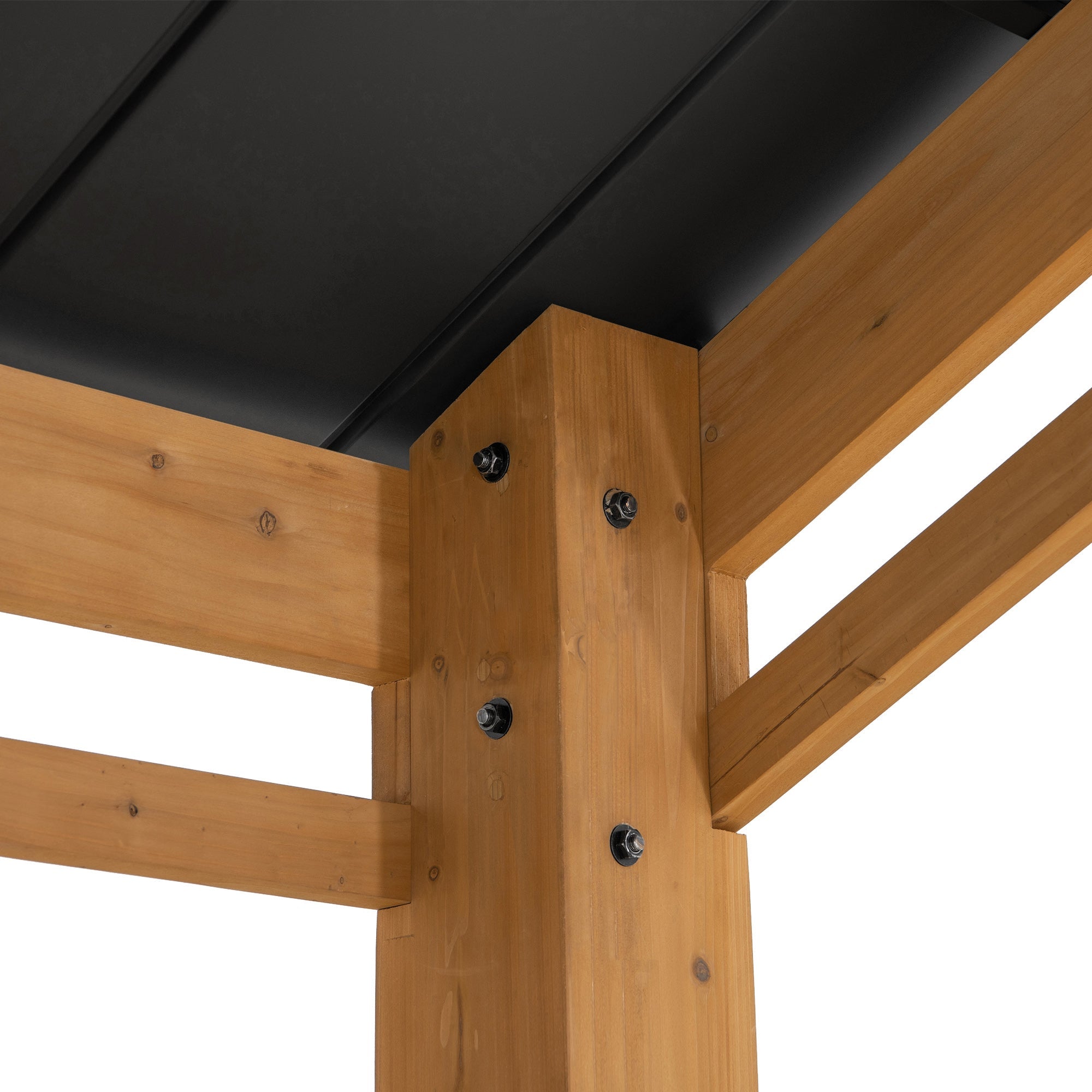 DIRAN 336cm x 603cm Cedar Wood Carport with Anthracite Steel Roof - inside corner