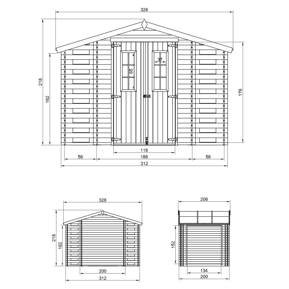 Firewood Storage Shed M391C - 312 x 200 cm