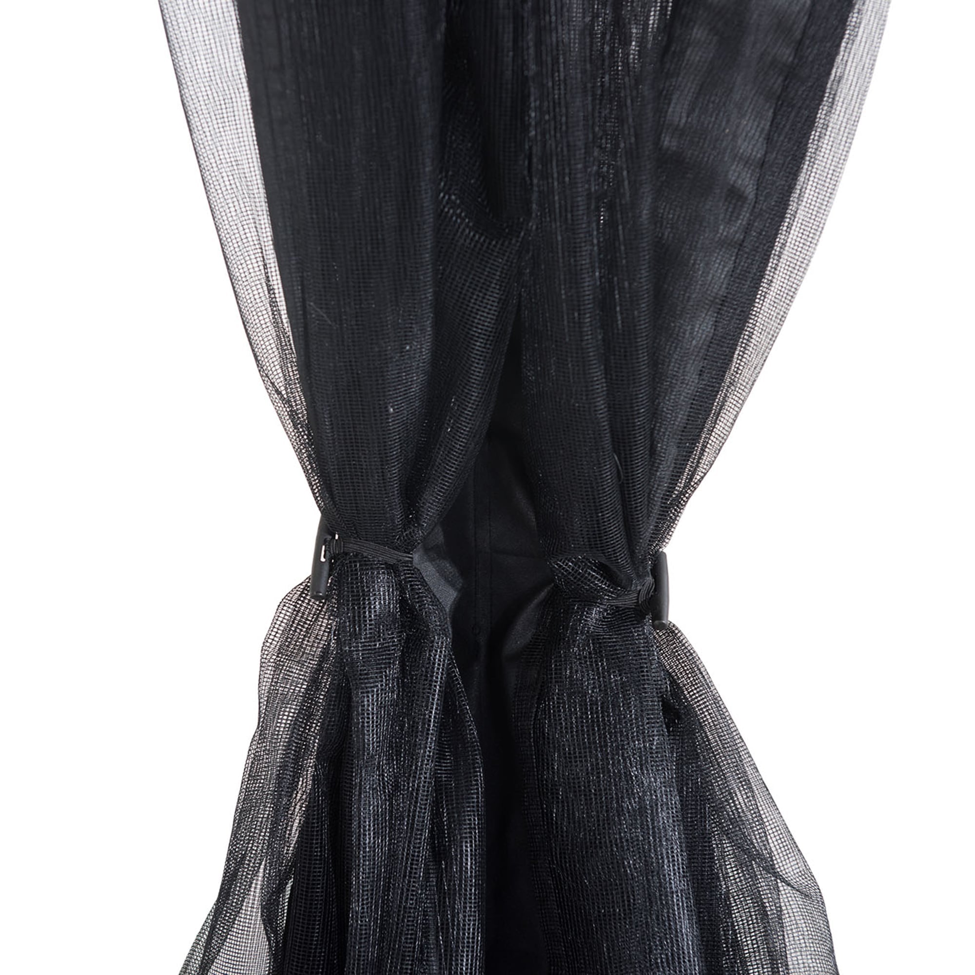 KALDI 366cm x 307cm Black and Brown Steel Gazebo with 2-tier Ventilated Hardtop - curtains 