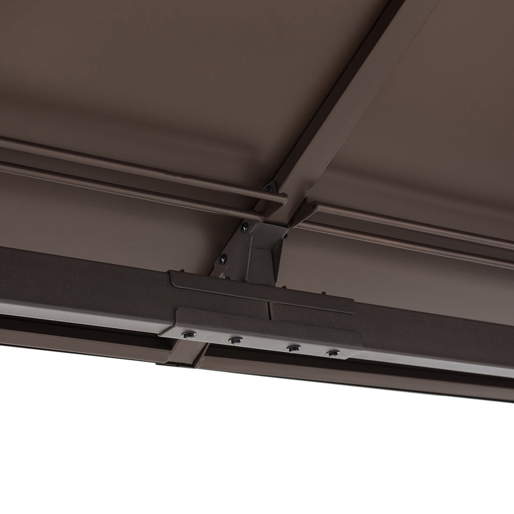 KALDI 366cm x 307cm Black and Brown Steel Gazebo with 2-tier Ventilated Hardtop