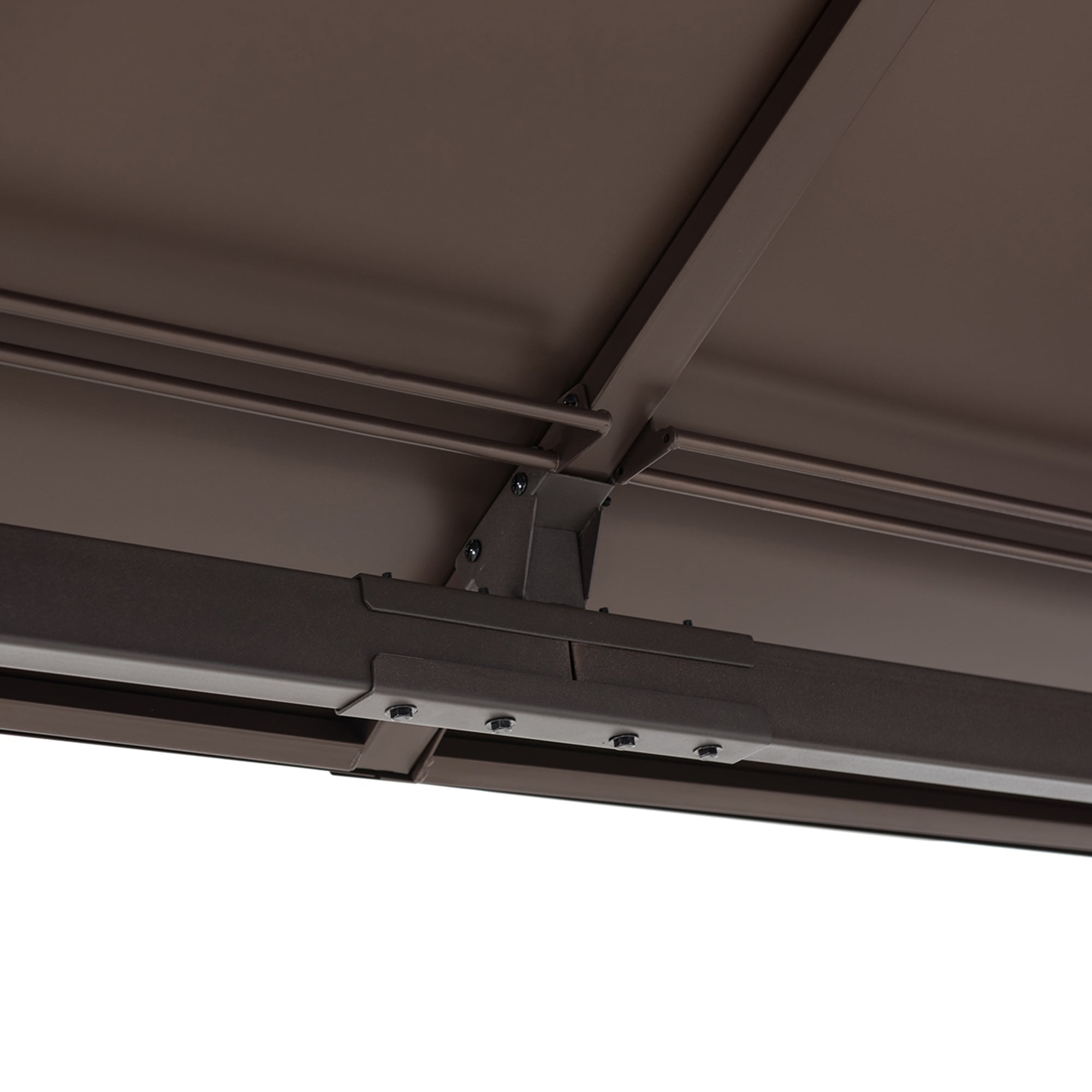 KALDI 366cm x 307cm Black and Brown Steel Gazebo with 2-tier Ventilated Hardtop