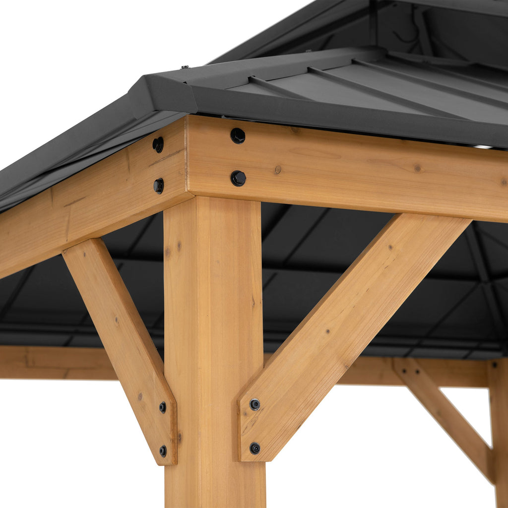 KAPS 330cm x 330cm Cedar Framed Gazebo with Anthracite Steel Hardtop