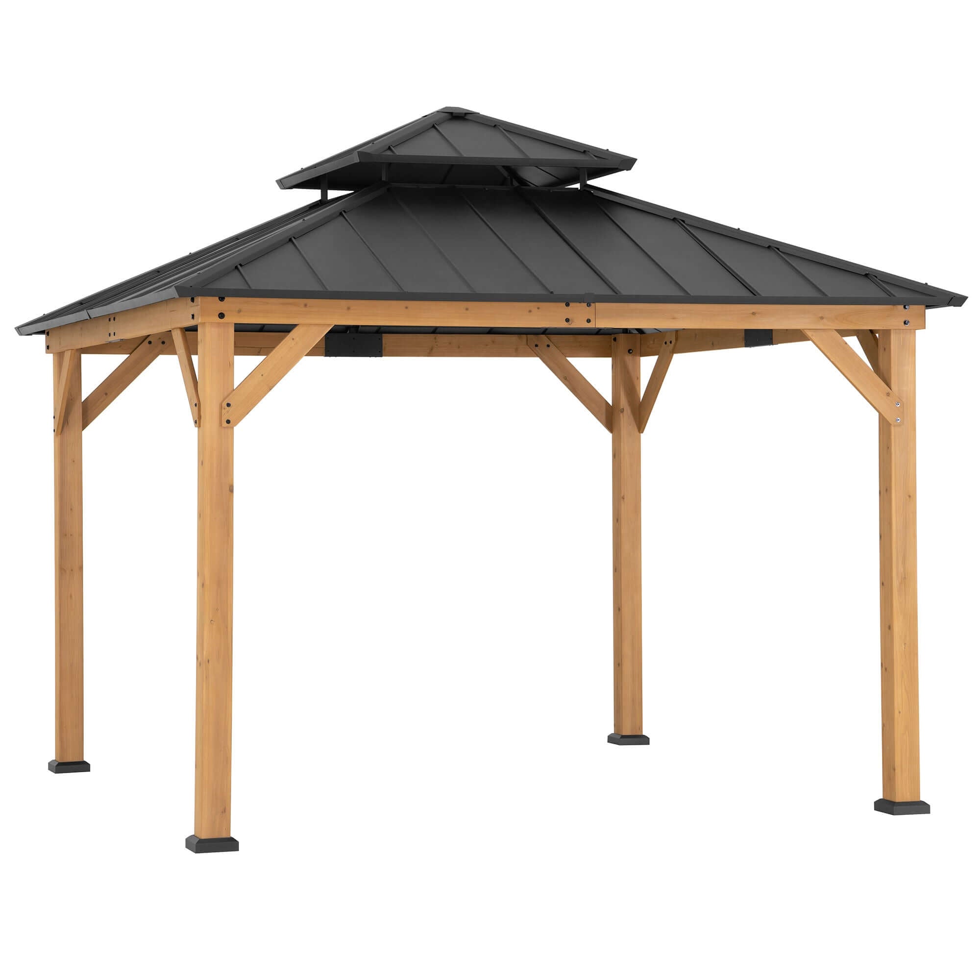 KAPS 330cm x 330cm Cedar Framed Gazebo with Anthracite Steel Hardtop - front