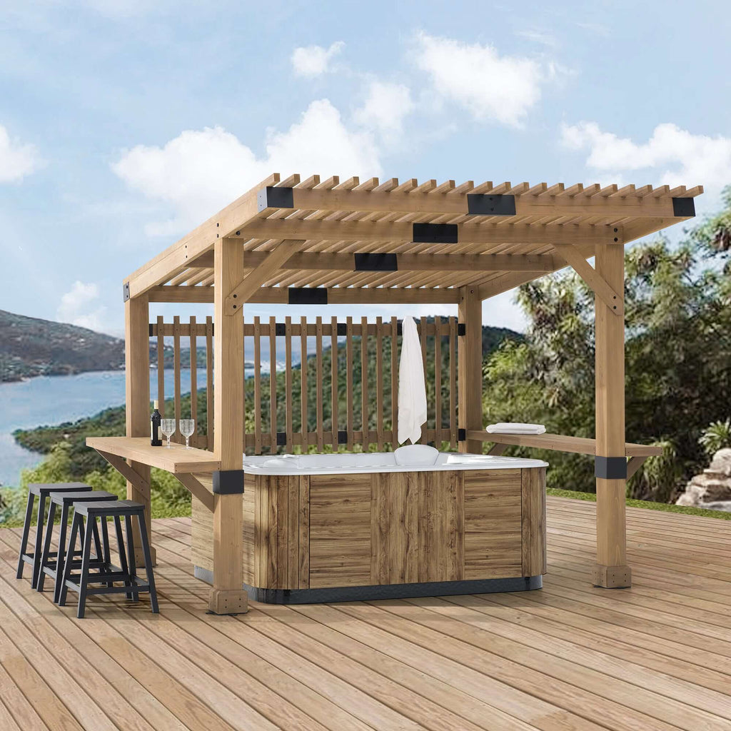 KRONE 275cm x 310cm Cedar Wood Hot Tub Pergola - spa pergola