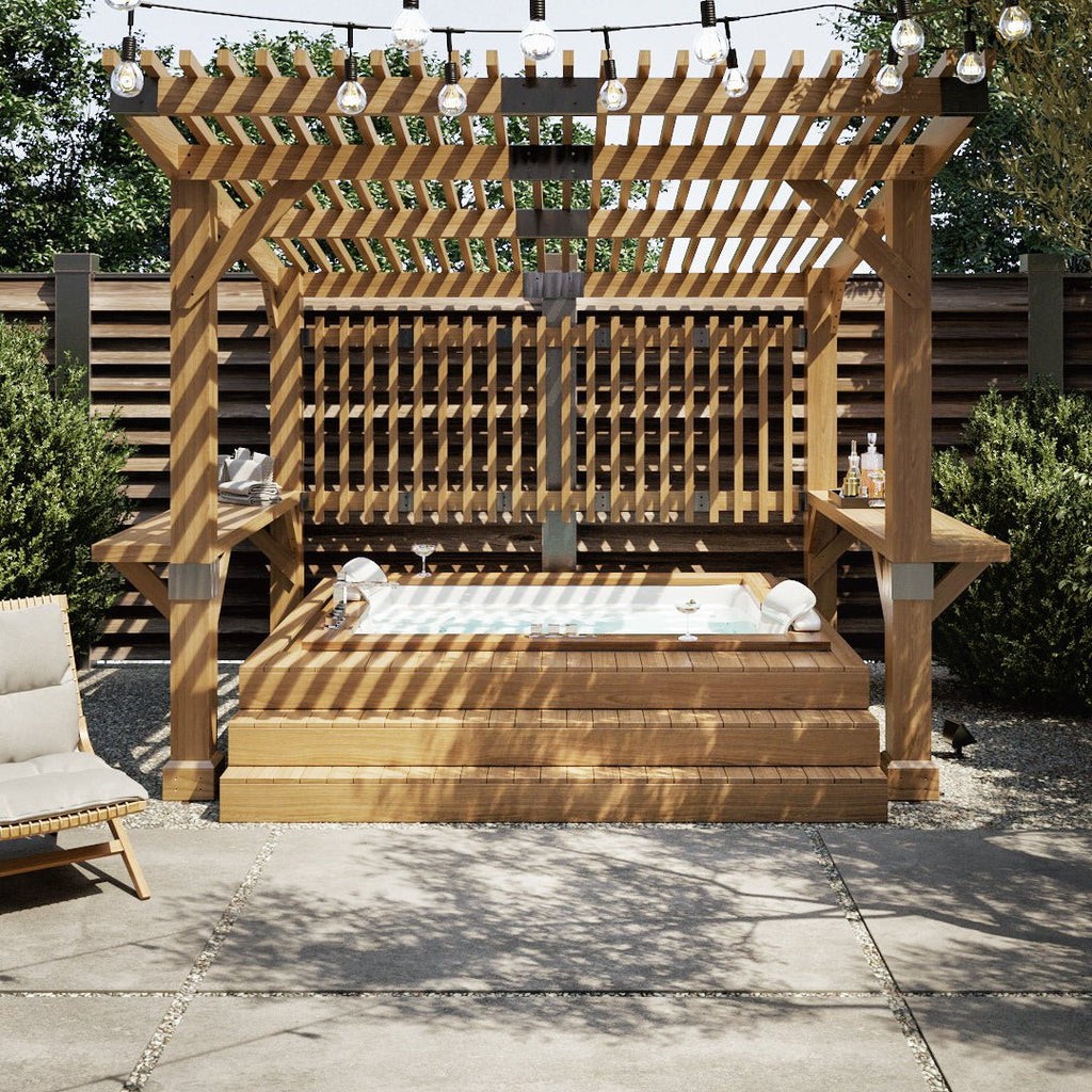 KRONE 275cm x 310cm Cedar Wood Hot Tub Pergola - pergola without planning permission