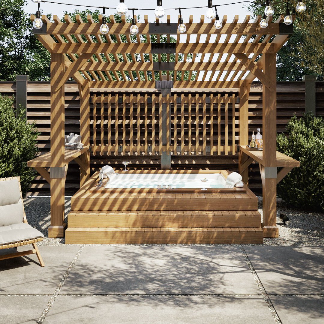 KRONE 275cm x 310cm Cedar Wood Hot Tub Pergola - pergola without planning permission