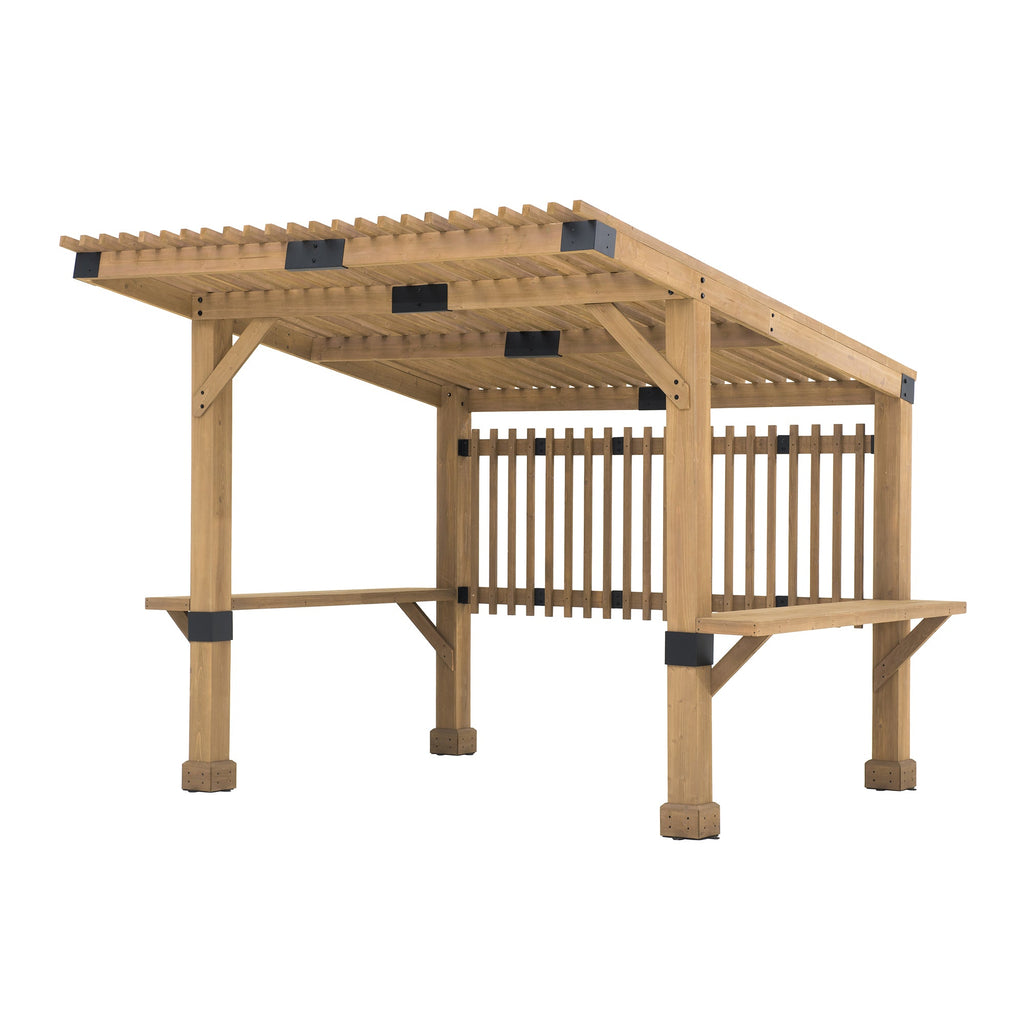 KRONE 275cm x 310cm Cedar Wood Hot Tub Pergola - pergola with light