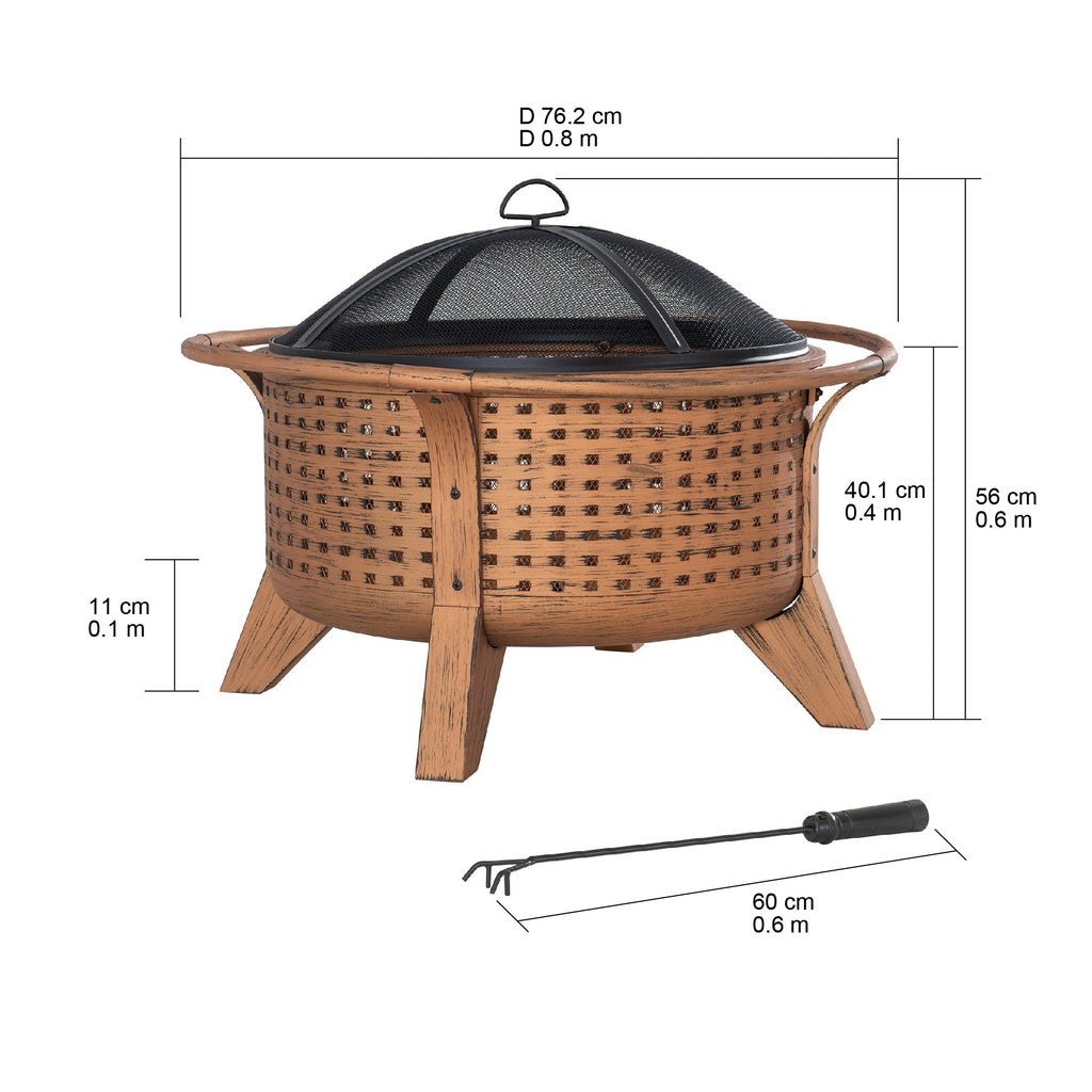 MAZAMA XL Steel Brown Fire Bowl - dimensions