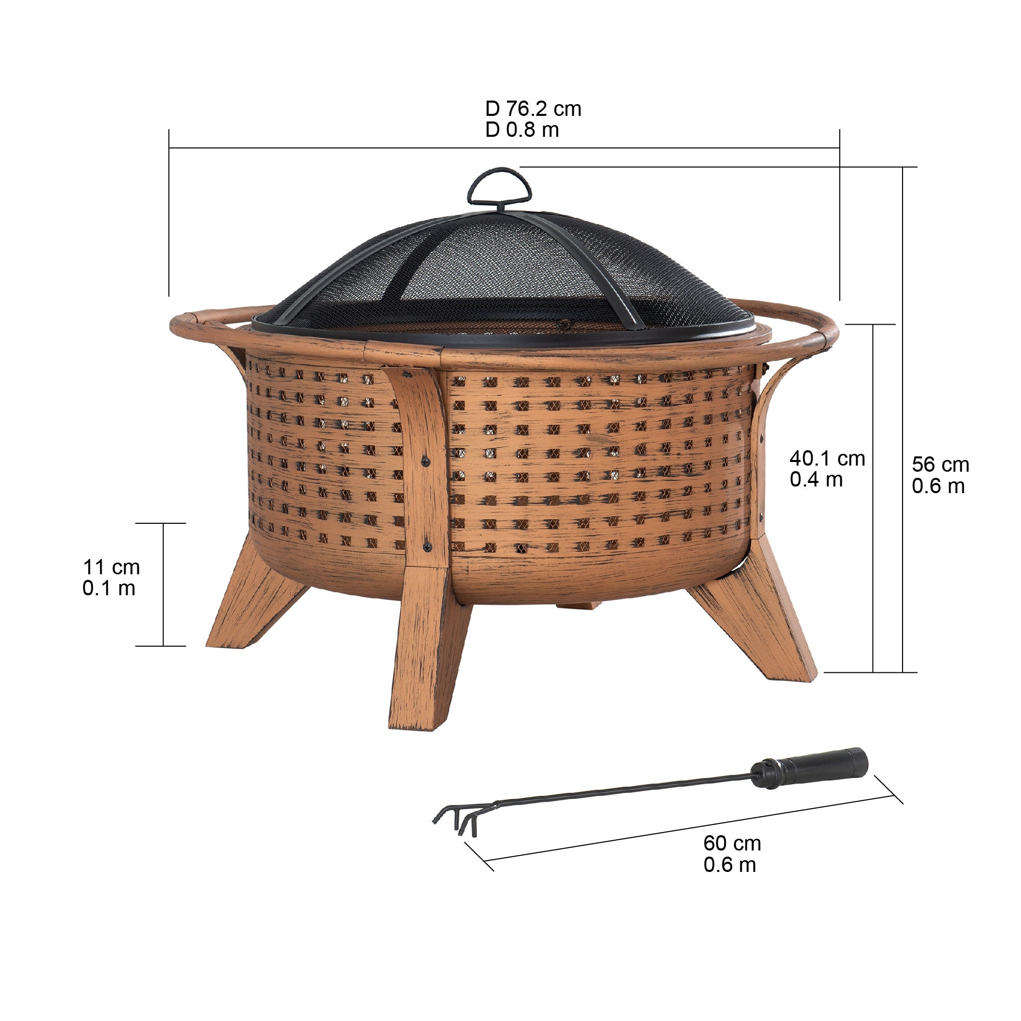 MAZAMA XL Steel Brown Fire Bowl - dimensions