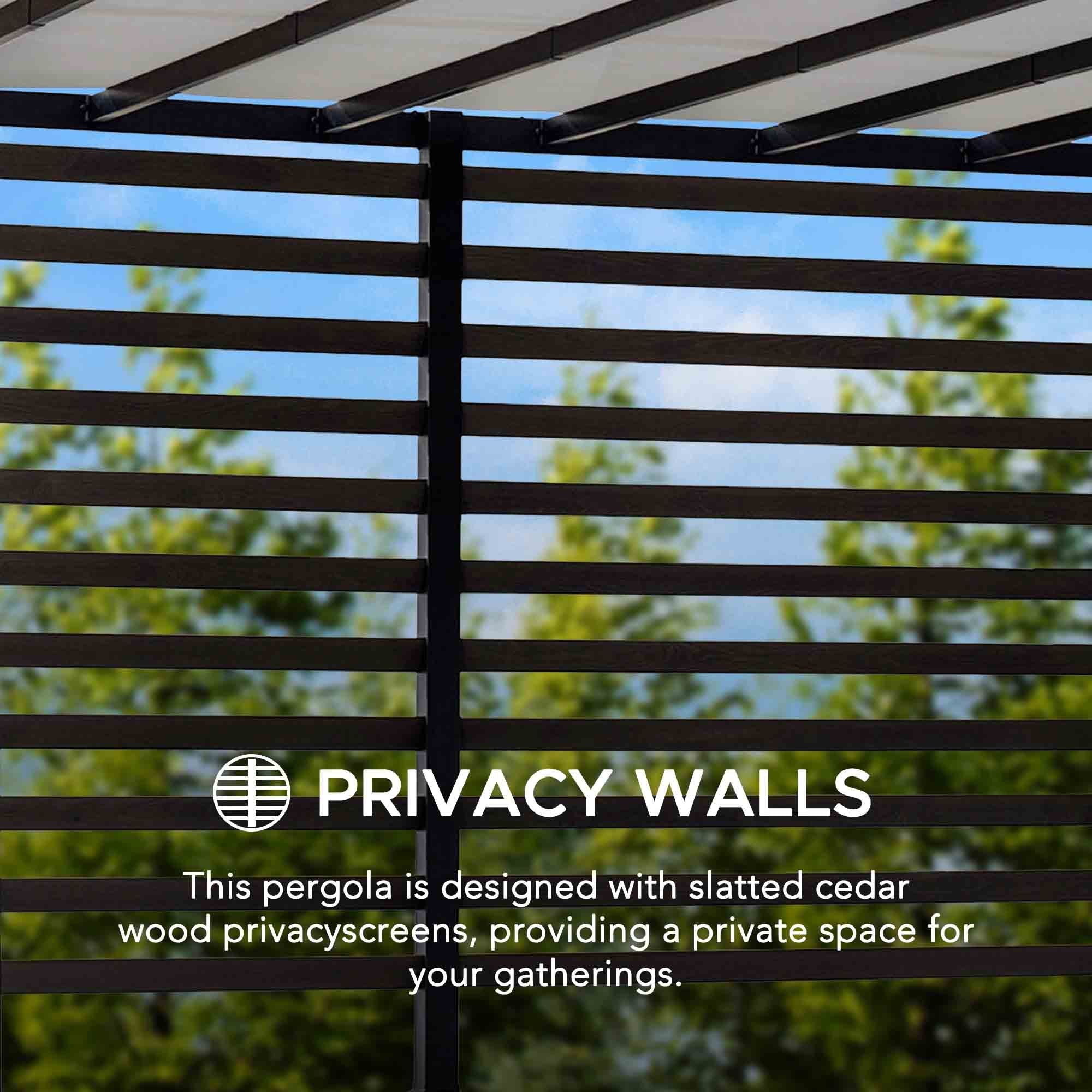 OETA 304cm x 372cm Steel Adjustable Canopy Pergola with White Fabric Soft Top - pergola da giardino