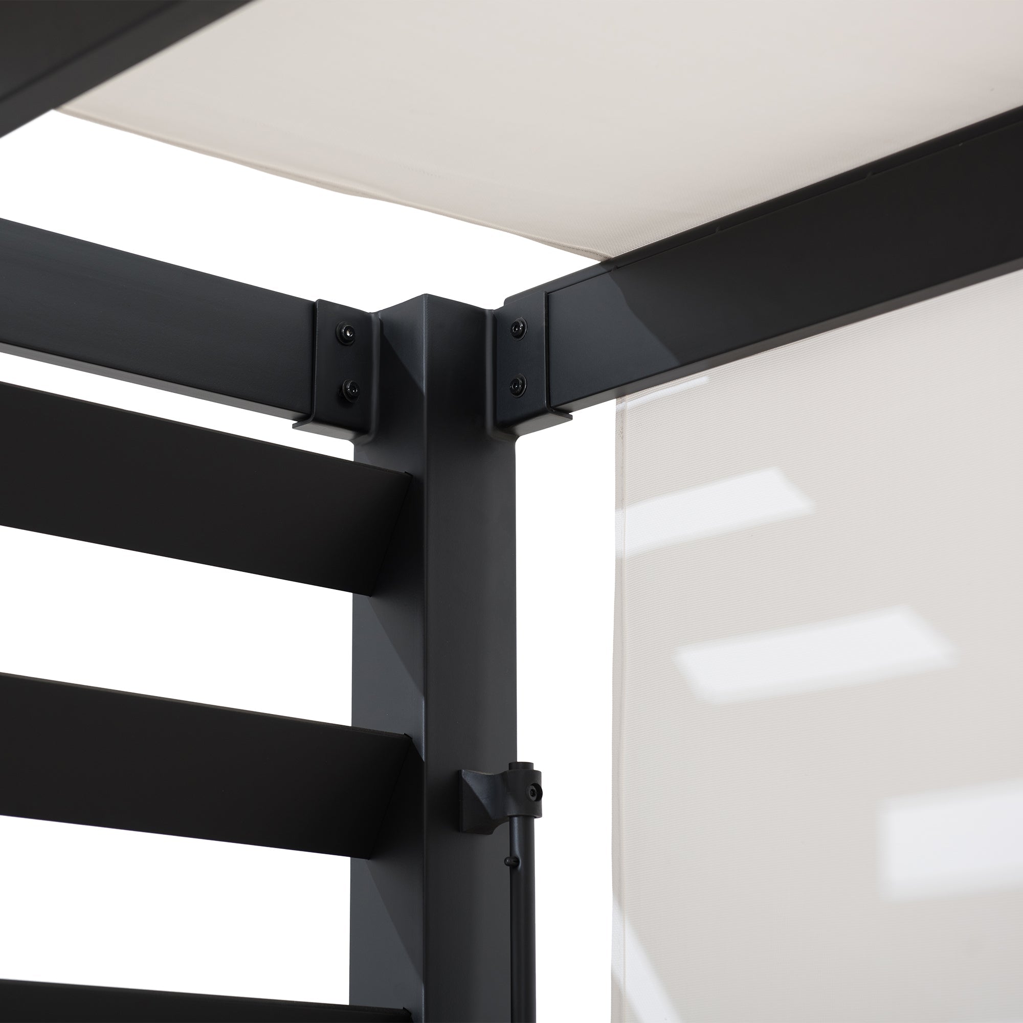 OETA 304cm x 372cm Steel Adjustable Canopy Pergola with White Fabric Soft Top - pergola roof ideas