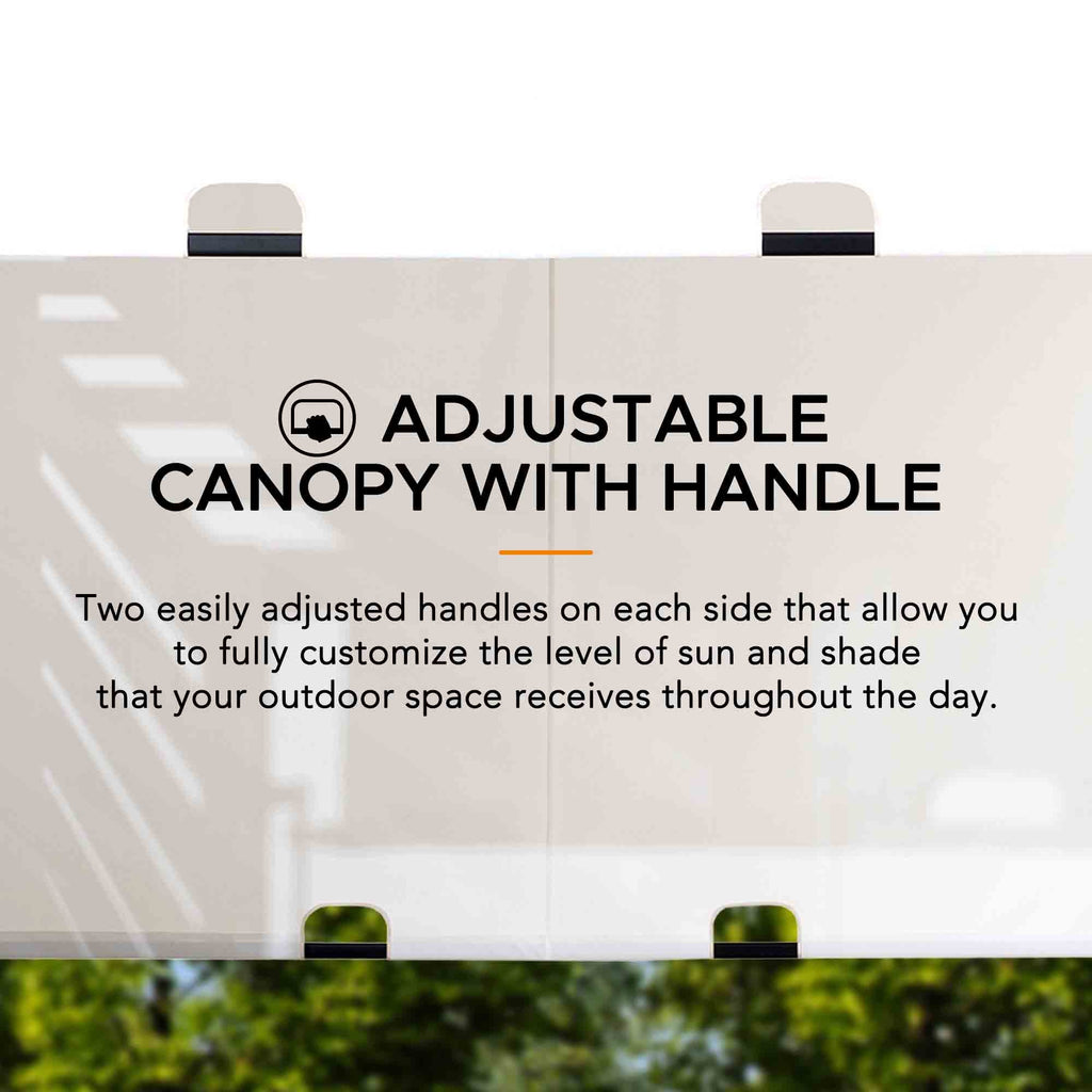 OETA 304cm x 372cm Steel Adjustable Canopy Pergola with White Fabric Soft Top - pergola chiusa