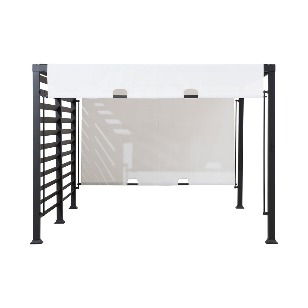 OETA 304cm x 372cm Steel Adjustable Canopy Pergola with White Fabric Soft Top - pergola dex