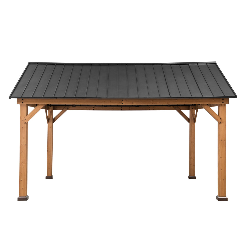 REBRA 465cm x 404cm Cedar Framed Gazebo with Anthracite Steel Gable Roof - front