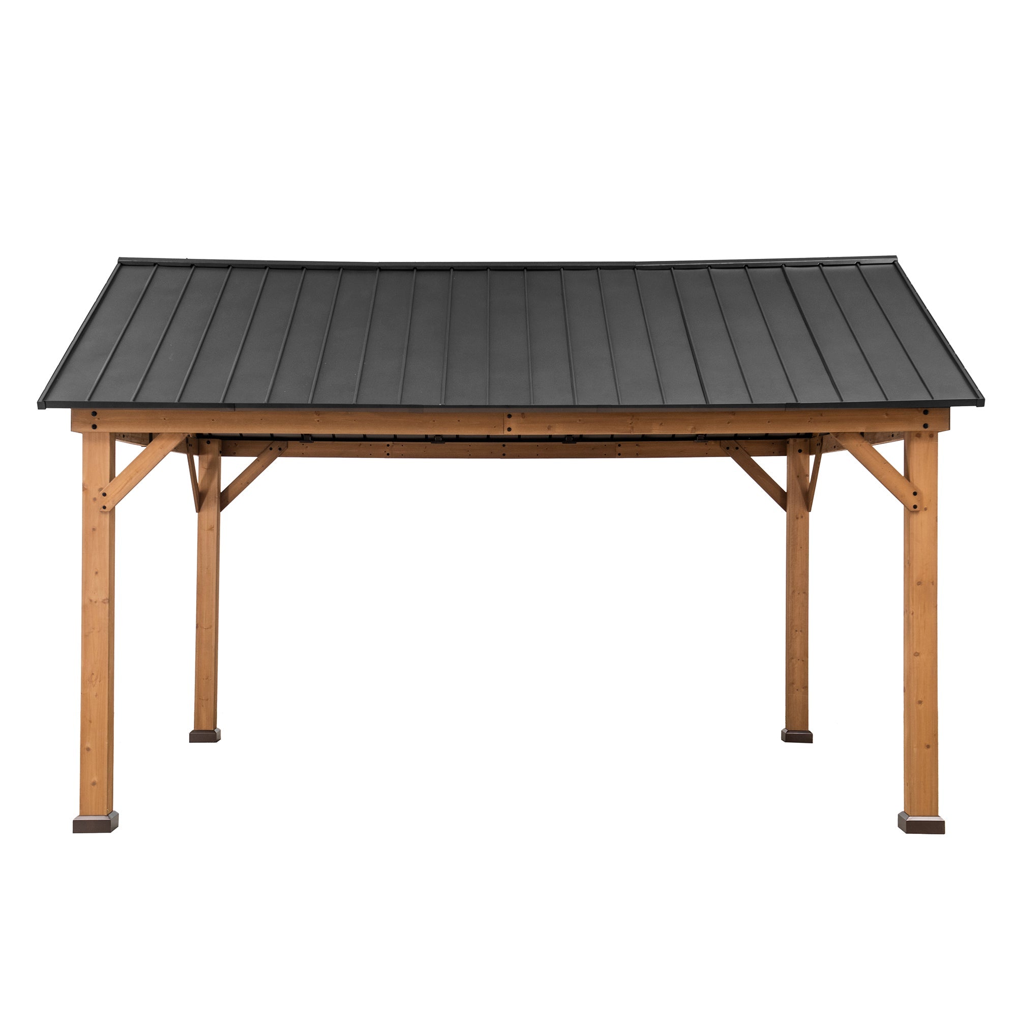 REBRA 465cm x 404cm Cedar Framed Gazebo with Anthracite Steel Gable Roof - front