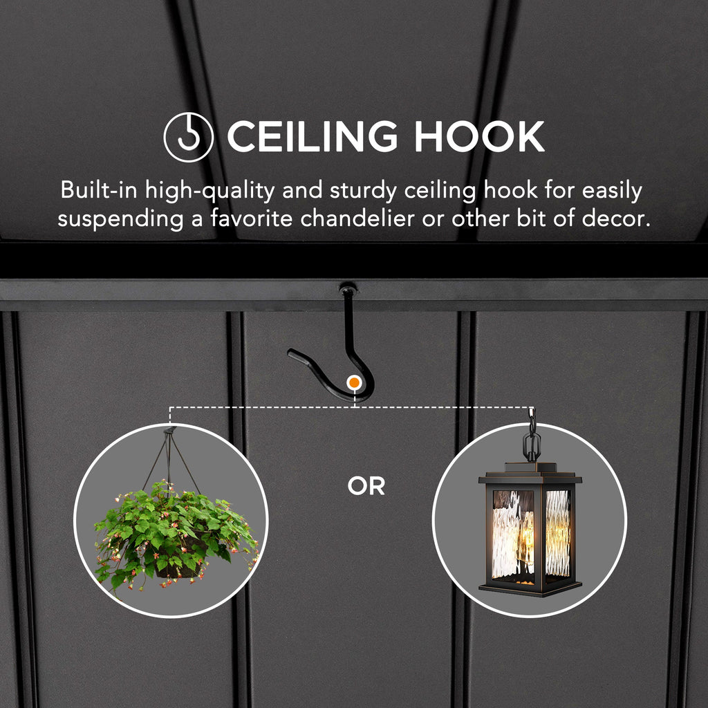 REBRA 465cm x 404cm Cedar Framed Gazebo with Anthracite Steel Gable Roof