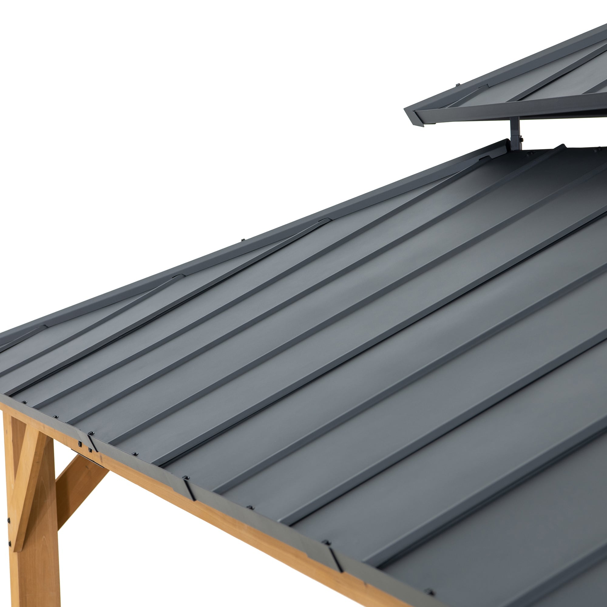 RIMO 450cm x 390cm Cedar Framed Gazebo with Anthracite Steel 2-tier Roof - roof