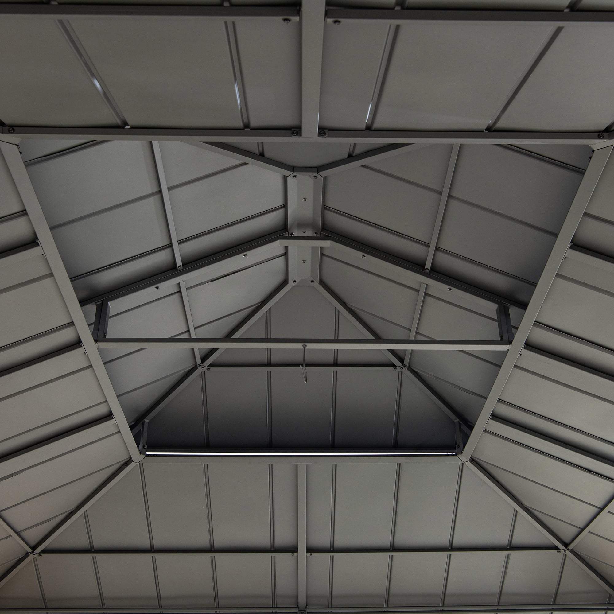 RIMO 450cm x 390cm Cedar Framed Gazebo with Anthracite Steel 2-tier Roof - inside roof