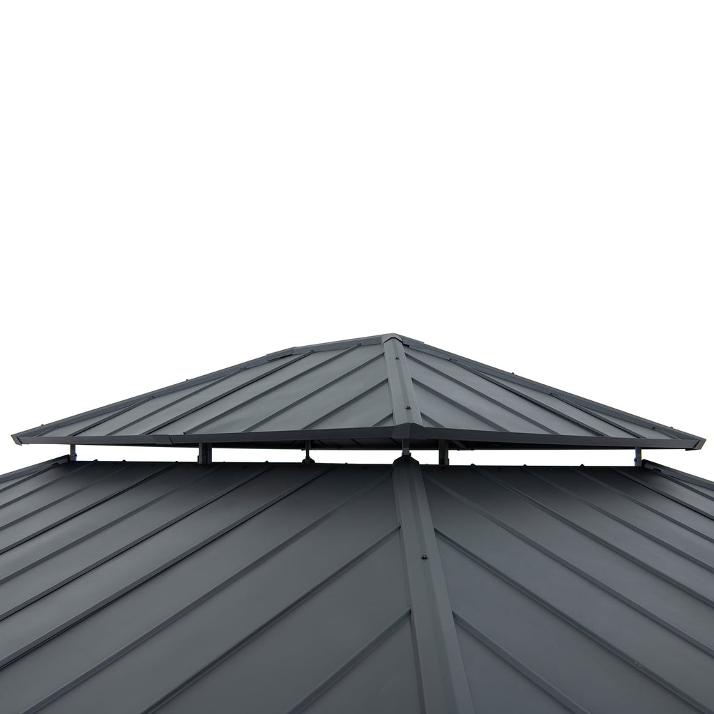 RIMO 450cm x 390cm Cedar Framed Gazebo with Anthracite Steel 2-tier Roof - rooftop