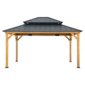 RIMO 450cm x 390cm Cedar Framed Gazebo with Anthracite Steel 2-tier Roof - front