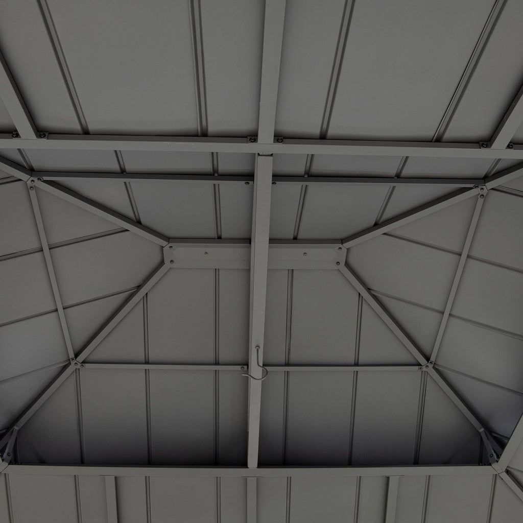 RIMO 450cm x 390cm Cedar Framed Gazebo with Anthracite Steel 2-tier Roof - inside roof 