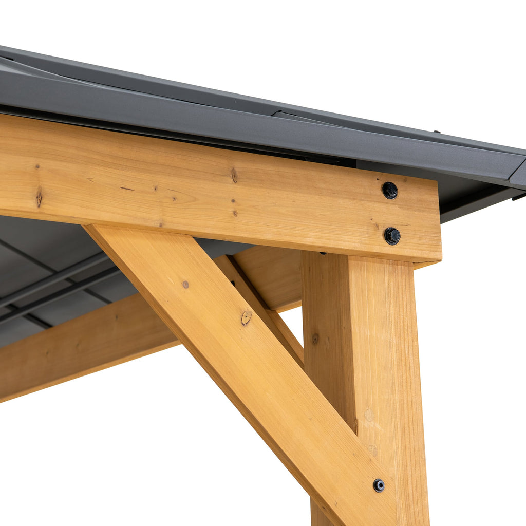 RIMO 450cm x 390cm Cedar Framed Gazebo with Anthracite Steel 2-tier Roof