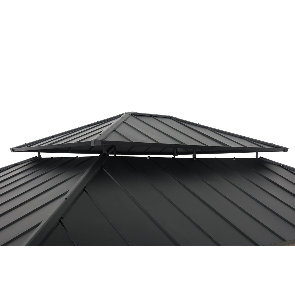 RYSY 450cm x 390cm Cedar Framed Gazebo with Anthracite Steel Hardtop - rooftop