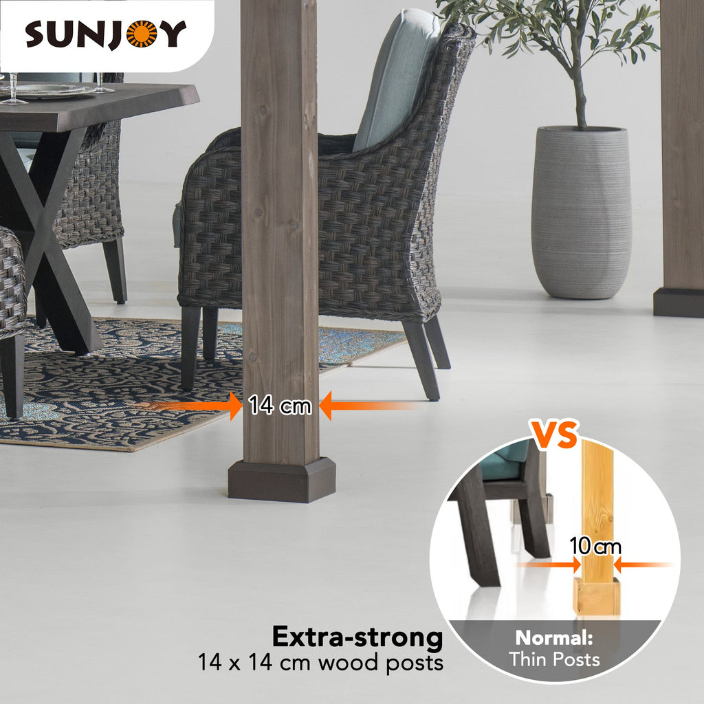 RYSY 450cm x 390cm Cedar Framed Gazebo with Anthracite Steel Hardtop