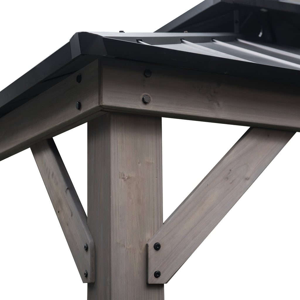 RYSY 450cm x 390cm Cedar Framed Gazebo with Anthracite Steel Hardtop