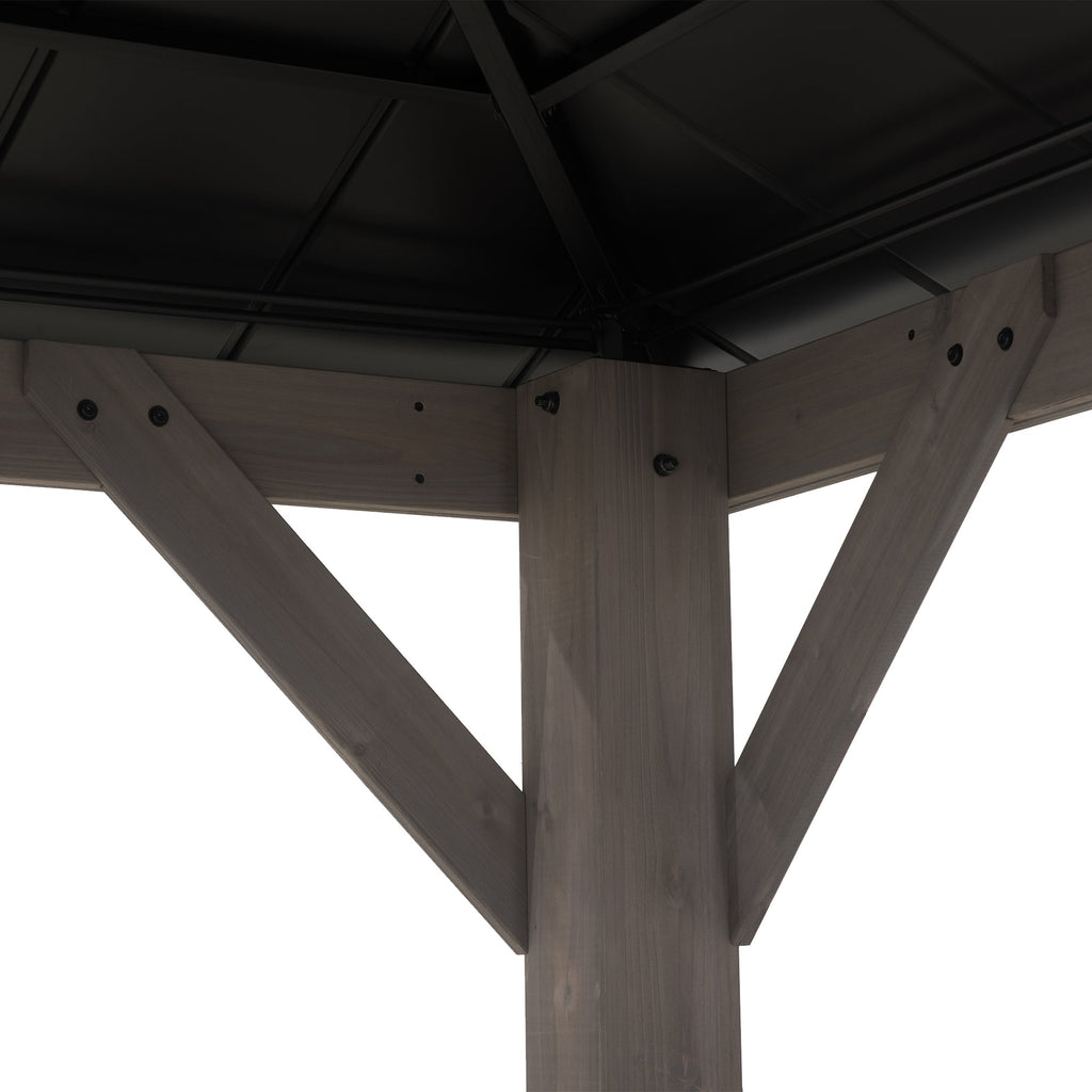 RYSY 450cm x 390cm Cedar Framed Gazebo with Anthracite Steel Hardtop