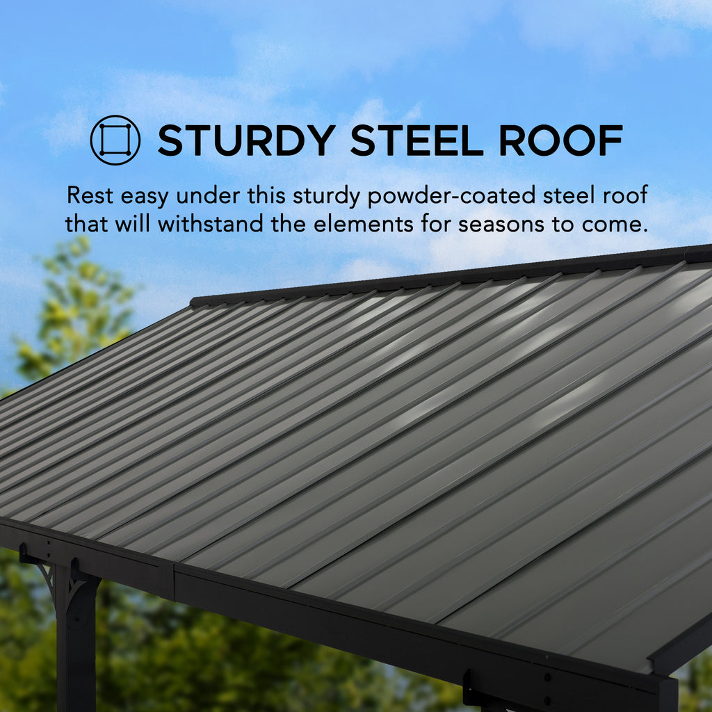 EIGER 367cm x 610cm Gray Steel Carport with Steel Hardtop - carport for family