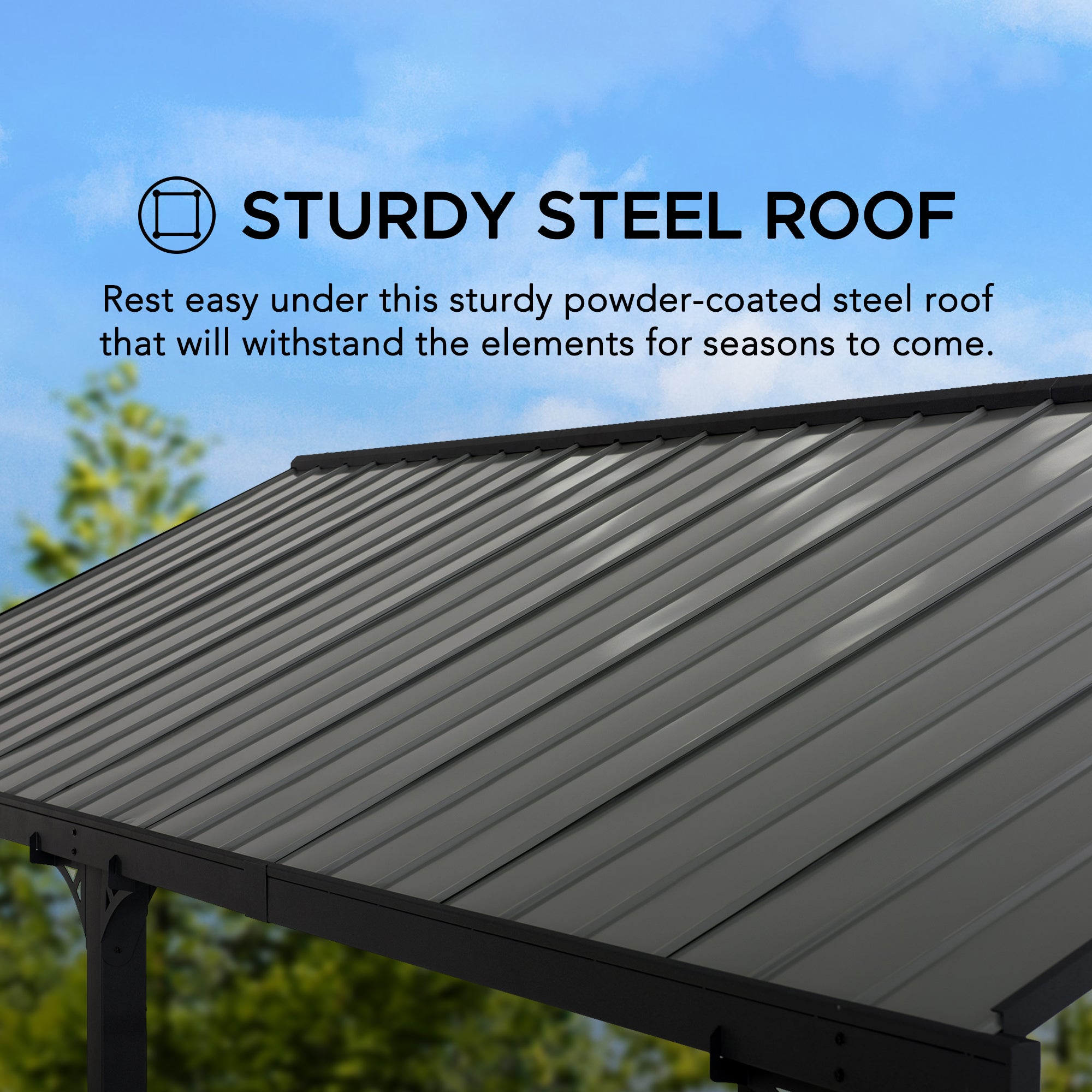 EIGER 367cm x 610cm Gray Steel Carport with Steel Hardtop - carport for family