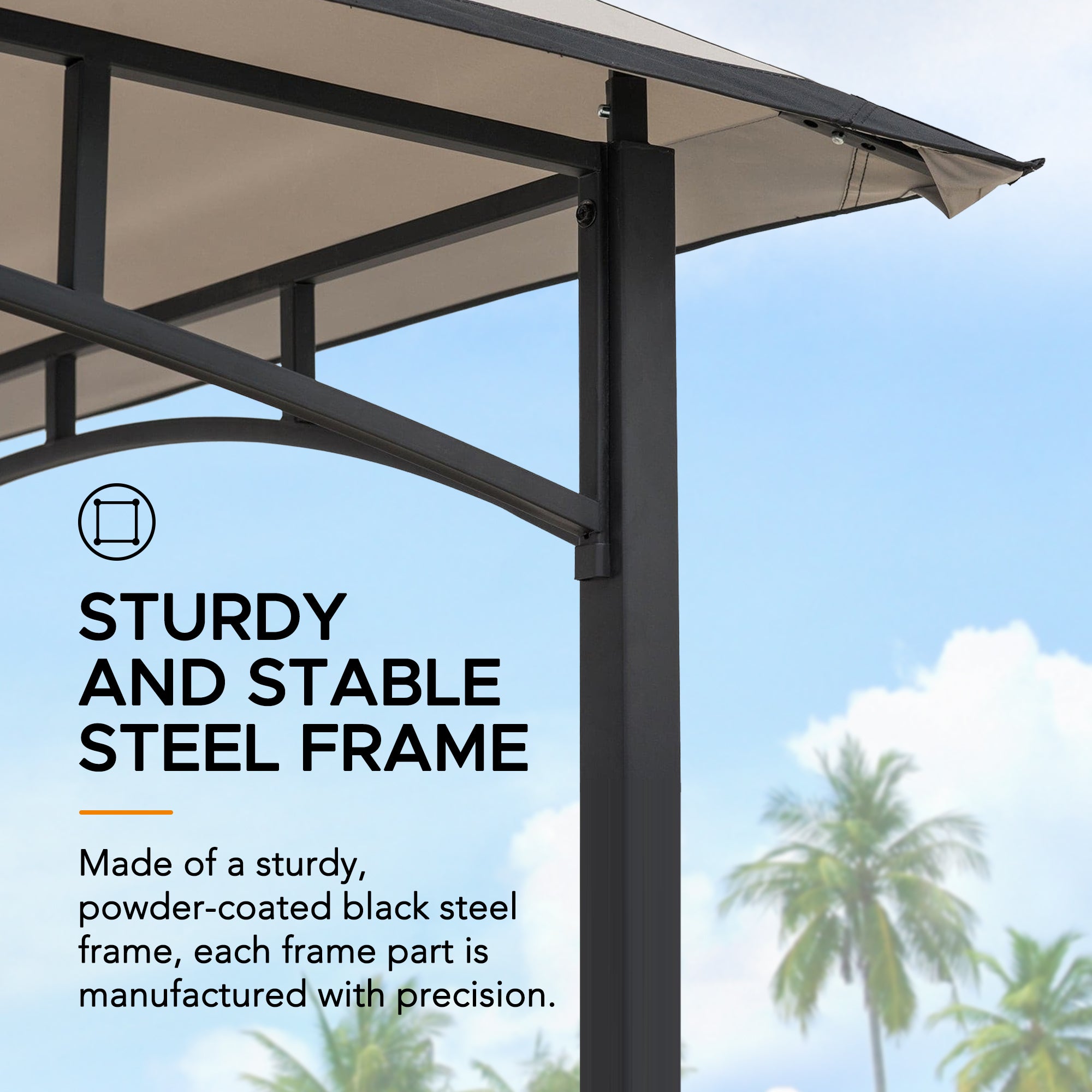 LINAS 152cm x 244cm Black Steel 2-tier Grill Gazebo