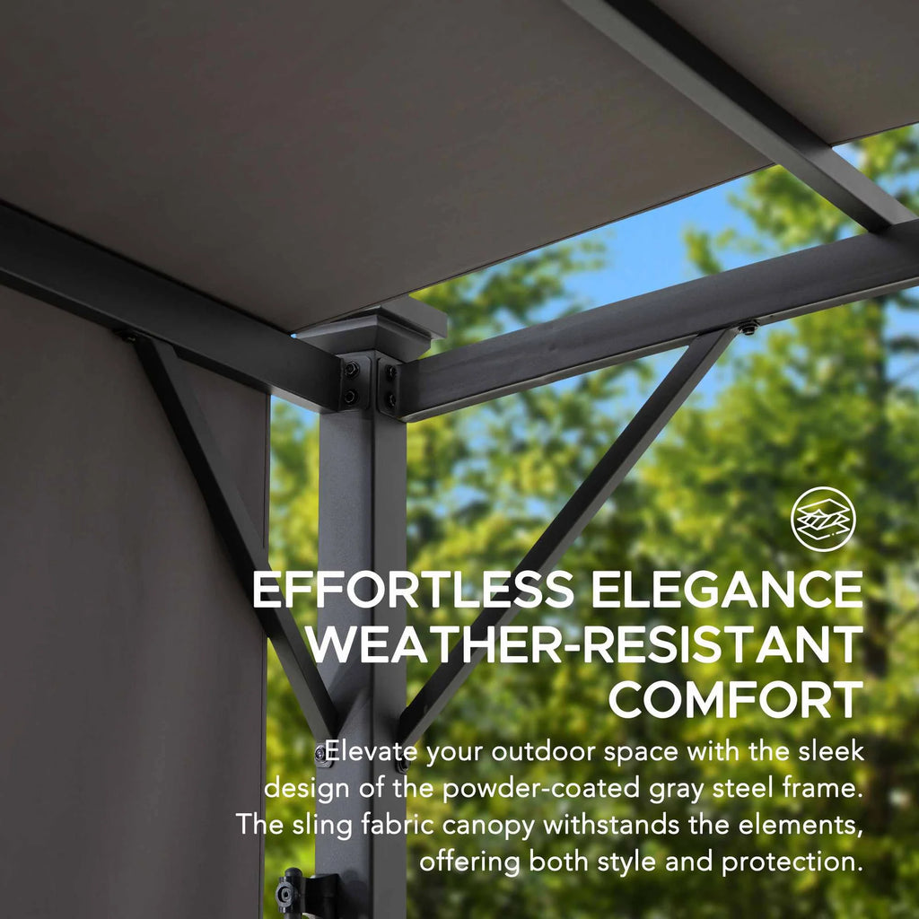 TITOV 270cm x 300cm Gray Fabric Hot Tub Pergola