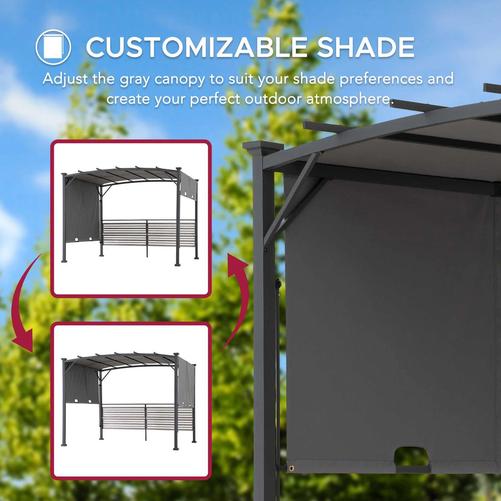 TITOV 270cm x 300cm Gray Fabric Hot Tub Pergola