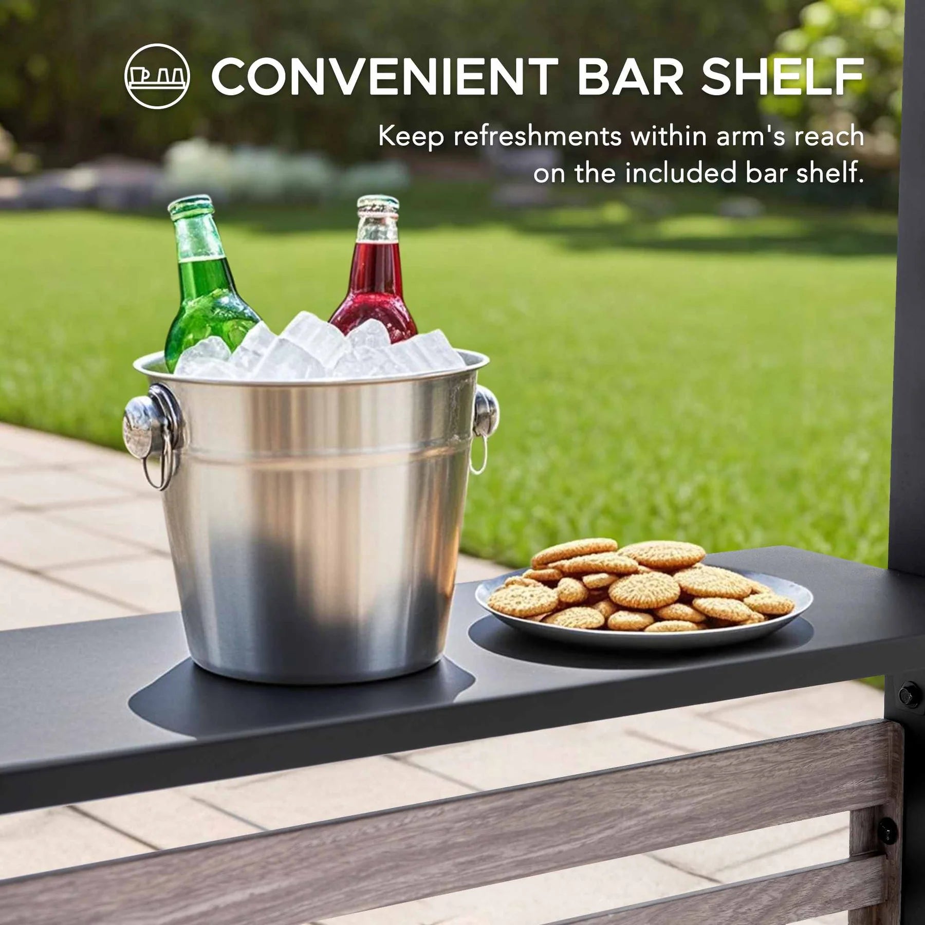 TITOV 270cm x 300cm Gray Fabric Hot Tub Pergola