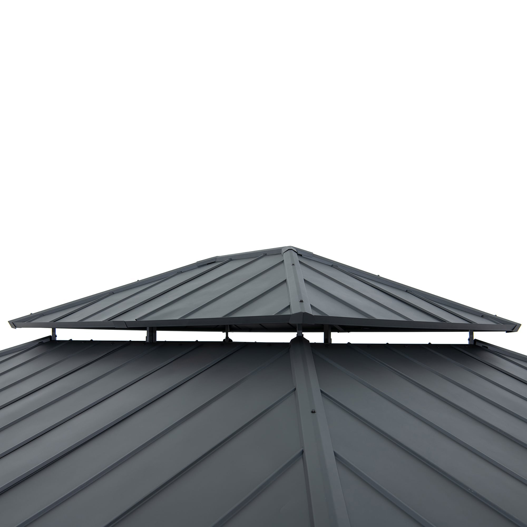 TRIVOR 450cm x 390cm Cedar Framed Gazebo with Anthracite Steel 2-tier Roof - rooftop