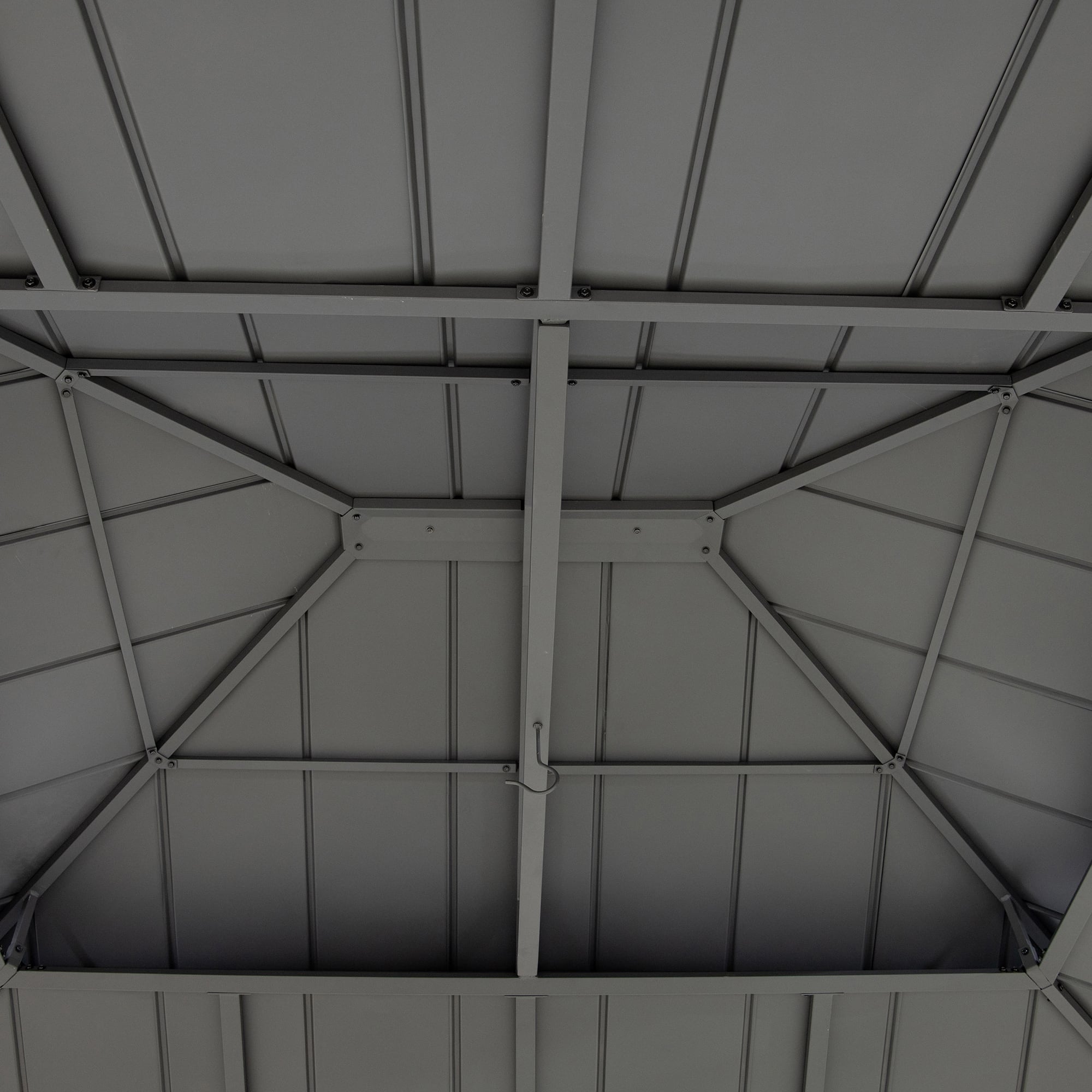 TRIVOR 450cm x 390cm Cedar Framed Gazebo with Anthracite Steel 2-tier Roof - inside roof