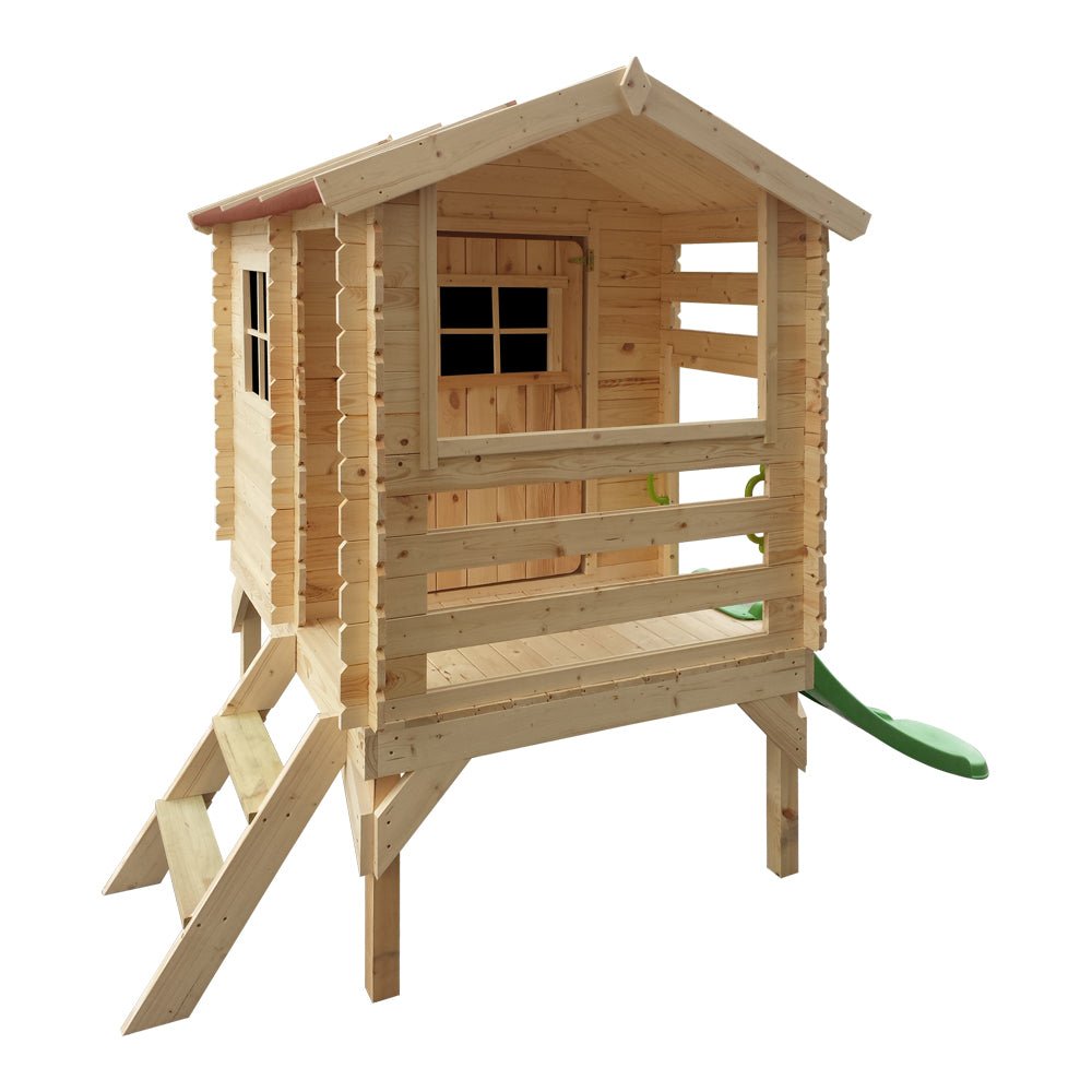 Wooden Children’s Playhouse with Slide M501C - 130 x 164 cm