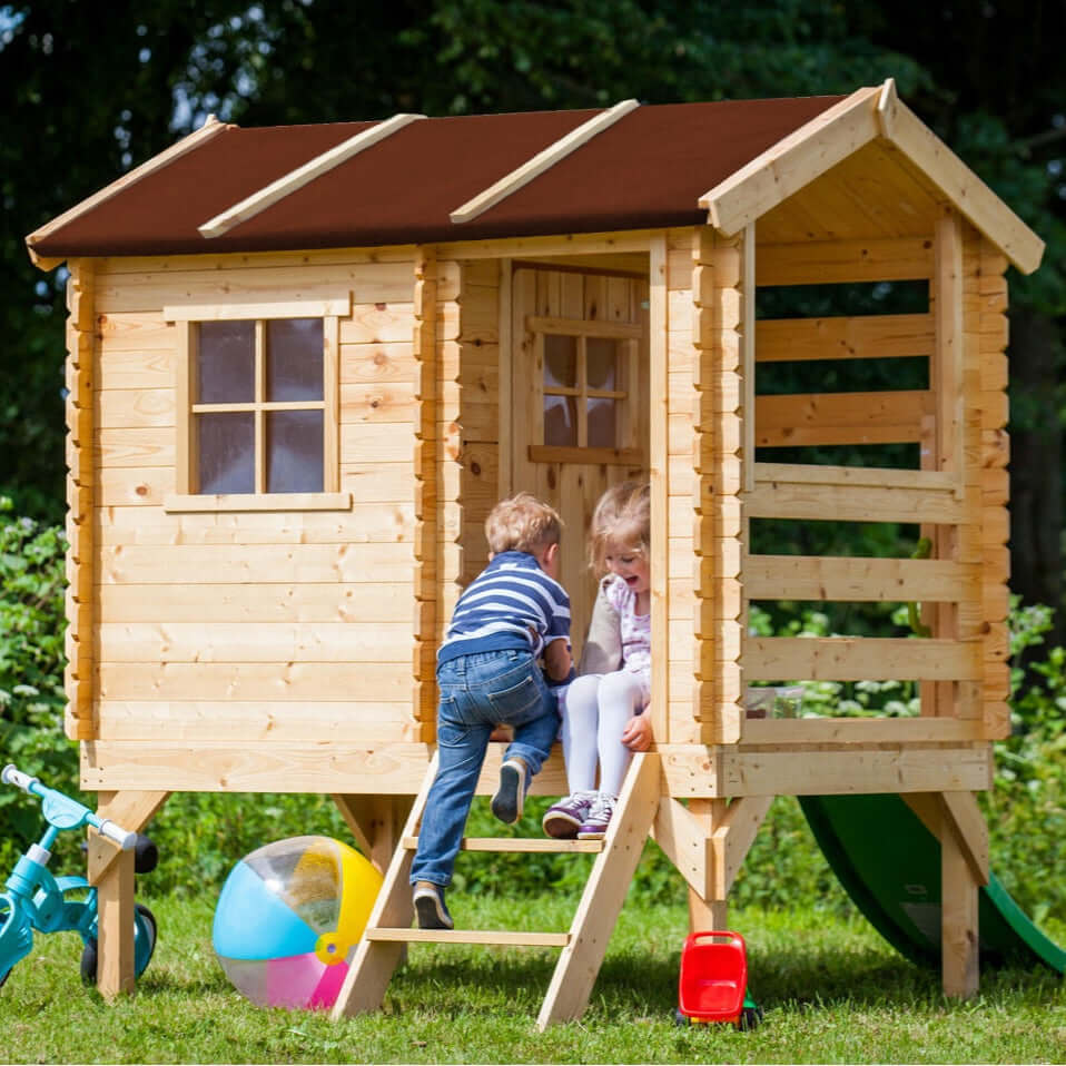 Wooden Children’s Playhouse with Slide M501C - 130 x 164 cm