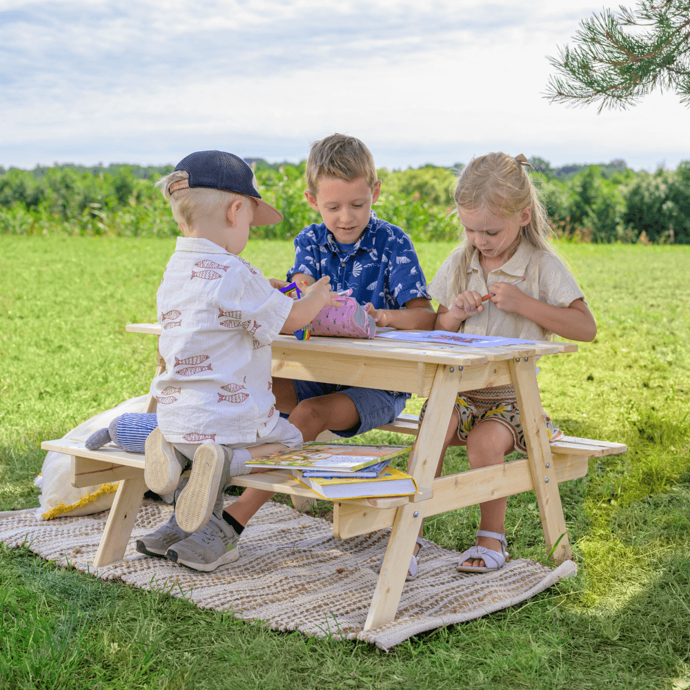 Wooden Table for Kids with Storage M010-1 - 90 x 90 cm
